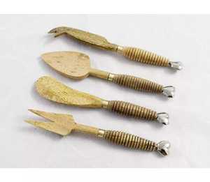 Wholesale 4-Piece Cheese <b>Knife</b> Set Stainless Steel Natural Wood Handles Rope Accents Dishwasher Safe for Gourmet Presentation - Product Image 1