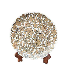 Assiette en bois peinte à la main de bel art, assiette en bois peinte à la main en gros, assiette en bois d'art culturel - Product Image 4