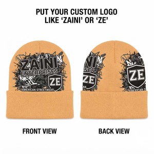 หมวกบีนนี่ ZAINI สำหรับทุกเพศ ผลิตจากอะคริลิก 100% ผ้าเนื้อนุ่มยืดหยุ่น 220 GSM สีแทน-ดำ ถักด้วยคอมพิวเตอร์ เหมาะสำหรับฤดูหนาว - Product Image 1