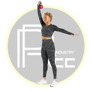 ชุดออกกำลังกายลายพรางไร้รอยต่อของผู้หญิงพร้อมเสื้อครอปแขนยาวและเลกกิ้งเอวสูงชุดออกกำลังกายเล่นยิมโยคะ - Product Image 2