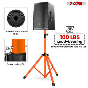 5 Core Speaker Stand Height Adjustable PA DJ <b>Tripod</b> Studio Monitor Stands w 35mm Compatible Insert - Product Image 5