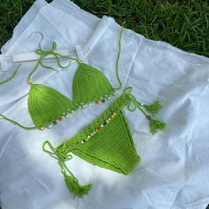 Customized 2026 European and American Cross-border Fashion Handmade Fresh and Sexy Green Bikini Swimsuit <b>Hook</b> Knitted Swimsuit - Product Image 4
