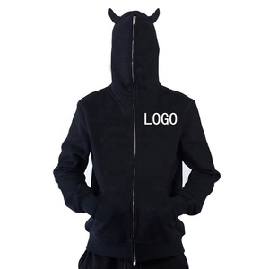 Sudadera con Capucha para Hombre, Diseño de Cuerno de Diablo, Corte Regular, Felpa de Algodón Grueso de Alta Calidad OEM, Logotipo Personalizado, Anti-Pilling - Product Image 1