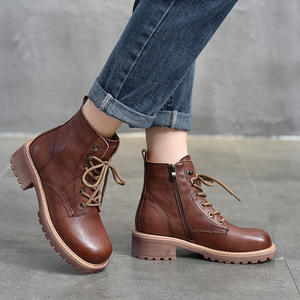 Bottes hautes pour femme en cuir cognac pour l'hiver, bottes cuissardes gris brandy pour femme, bottes au-dessus du genou pour femme, ton gris neutre, talon épais - Product Image 3