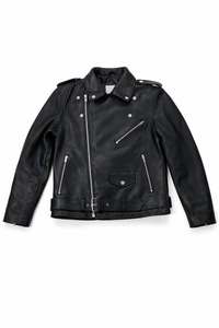 Chaqueta de cuero asimétrica con cremallera diagonal, estilo motero/moto/perfecto. - Product Image 2