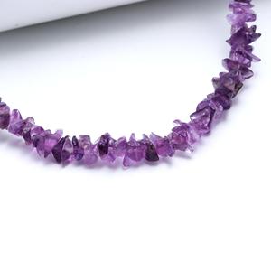 New Trending African Amethyst Rough Uncut Chips 4-6mm <b>Beads</b> Necklace Gemstone African Amethyst Beaded Sterling <b>Silver</b> Necklace - Product Image 4