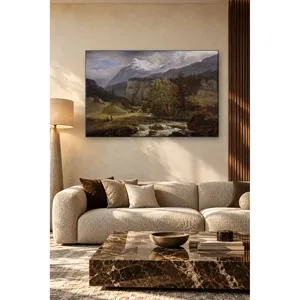 Impression sur toile de la cascade Fida Dahl au pied d'une montagne enneigée - Product Image 3