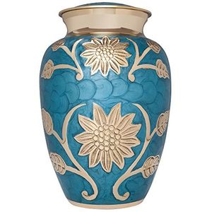 Urna Funeraria de Latón Dorado de Tamaño Mediano para Adultos, Urnas de Lujo con Esmalte Blanco para Seres Queridos, Urna Funeraria Metálica Artesanal en Venta - Product Image 3