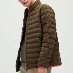 Veste matelassée en toile brodée personnalisée pour homme, marron bronze, manteau d'hiver léger, isolé, parka d'extérieur imperméable, réversible - Product Image 3