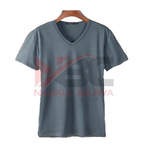 Camiseta de calidad premium del fabricante, Camiseta cómoda de algodón liso en blanco con cuello en V para hombre. - Product Image 1