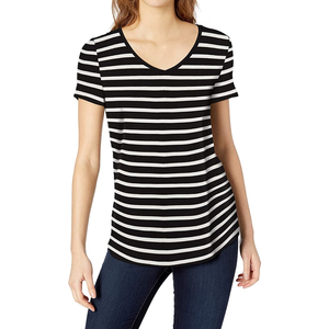 Camiseta lisa con hombros descubiertos para mujer, Camiseta holgada de gran tamaño con cuello para mujer, camisetas para cuello redondo personalizado - Product Image 1