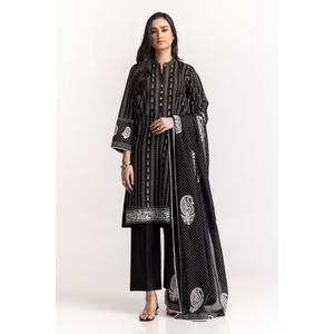Cambric Cotton <b>Block</b> <b>Printed</b> Salwar Kameez and Dupatta Pakistani-Indian Style KDS-22087 - Product Image 1