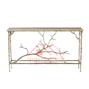 Table console en aluminium avec racine d'arbre et dessus en bois Décoration de salon Décoration d'hôtels et de restaurants Table console - Product Image 5