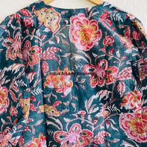 Belle robe en coton à imprimé floral Robe pour un usage décontracté Robe à imprimé à la main - Product Image 4