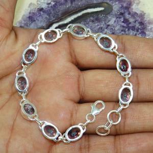 Halo Fashion Girls Solid 925 Sterling <b>Silver</b> Tennis Bracelet Handmade <b>Indian</b> Multigemstone Certified Gift Jewelry - Product Image 2