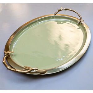 ถาดเสิร์ฟอาหารทรงไข่เคลือบทองแบบพรีเมี่ยมพร้อมดีไซน์ดอกไม้หรูหราสำหรับงานแต่งงานหรืองานเลี้ยงจัดเลี้ยงและตกแต่งจานเสิร์ฟอาหาร - Product Image 2