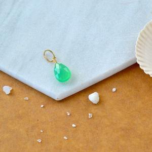 Colgante de Cristal de Chrysoprasa en Forma de Lágrima, Gema Verde, Chapado en Plata, Joyería Artesanal Delicada - Product Image 5