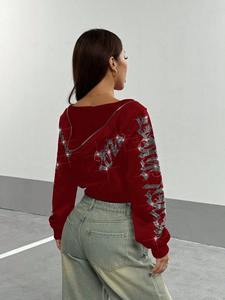 Sudaderas con Capucha de Primera Calidad Unisex con Pedrería, Estampado de Invierno para Mujer, Logotipo Frontal, 100% Algodón Canvas, Ligeras, Hechas a Medida - Product Image 2