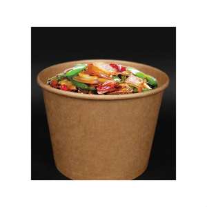 Top Selling Wholesales Biodegradable PE Lamination 1000CC Round Brown Kraft <b>Paper</b> <b>Bowl</b> 100% Compostable Customizable Printing - Product Image 1