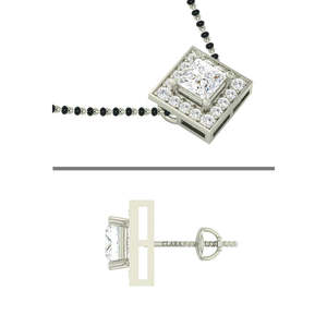 Compre un Conjunto de Mangalsutra de Plata Pura, Joyería Fina con Diamante de Corte Esmeralda Chapado en Oro, para Regalo de Boda o Fiesta para Esposa - Product Image 3