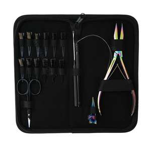 Professional Hair <b>Extension</b> Tools Flat Tip Micro Link Bead Crimping Plier Parting Ring Scissors Curved Needles 12 Duckbill <b>Clips</b> - Product Image 1