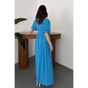 Blue <b>Muslin</b> Long <b>Dress</b> - Blue - Product Image 5