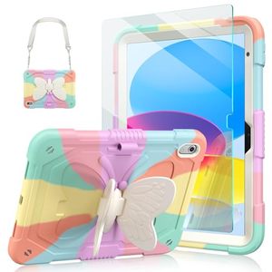 <span class=keywords><strong>Coque</strong></span> de protection en silicone arc-en-ciel colorée pour <span class=keywords><strong>iPad</strong></span> 11e/10e génération 10,9 pouces, motif papillon mignon, vente en gros - Product Image 1