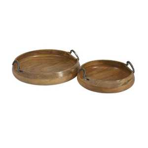 Gran oferta, recién llegado, bandeja para servir de madera de acacia hecha a mano con asas doradas, bandeja cuadrada para servir desayuno - Product Image 1