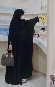 Hanee phụ nữ quá khổ truyền thống hồi giáo abaya cộng với kích thước thoáng khí dài tay áo crickle luồng không khí chất liệu - Product Image 2