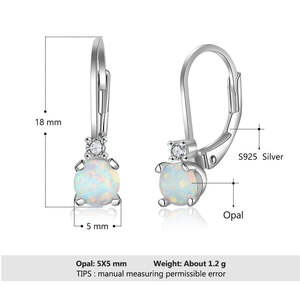 Boucles d'oreilles pendantes classiques et élégantes en argent sterling 925 et or 18 carats avec opale, diamant, perle et zircon, idéales pour mariage et soirée - Product Image 5