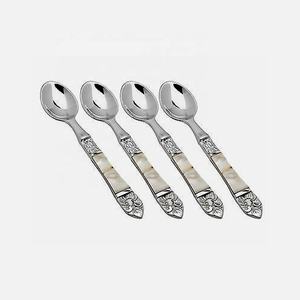 Juego de cubiertos de acero inoxidable de 4 piezas ecológicas Cubiertos de plata Asas retorcidas doradas elegantes - Product Image 2