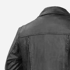 Genuino de alta calidad ecológico impermeable a prueba de viento transpirable elegante cuello alto chaqueta de lona de cuero bolsillos para hombres - Product Image 6