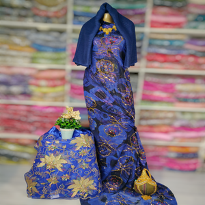 Vestido de Novia 2026 Gele and Grace, Último Modelo, Lujoso, Estilo Real, Contraste, Jacquard Fransawi, Diseño Floral con Cuentas y Hojas - Product Image 1