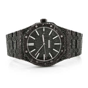 Montre de luxe Hip Hop sertie de diamants glacés VVS Moissanite Acier inoxydable Verre Affichage analogique Boîtier octogonal Quartz Chiffres romains - Product Image 1