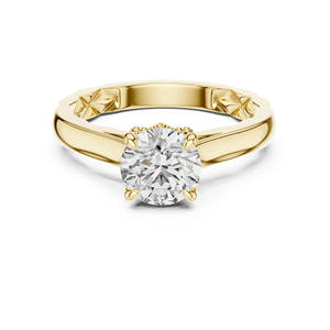 แหวนหมั้นเพชรกลมกลมสีทองสำหรับงานแต่งงาน14K ที่ได้แรงบันดาลใจจากวินเทจ - Product Image 1