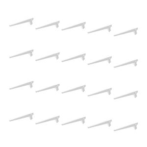 Emuca Espagne Modèle 7908412 Lot de 20 Supports d'étagère en acier blanc 400 mm pour bois/verre, connecteurs de profil à pas de 50 mm et supports d'étagère - Product Image 1