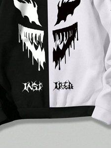 ผู้ชายที่กําหนดเองพิมพ์เสื้อกันหนาวหมวก/สไตล์ซิปในระบายอากาศผู้ชายซ้ายและขวาตัดกันสี Patchwork เสื้อ - Product Image 5