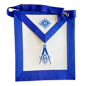 Delantal Masónico Rectangular Bordado de la Logia Azul, Modelo 2026, en Oferta, Hecho de Piel de Cordero Genuina/Tela de Algodón - Product Image 1