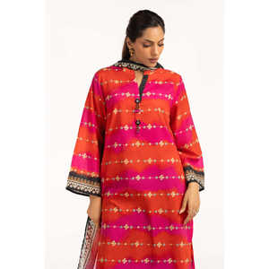 Ensemble de 3 robes décontractées imprimées en tissu lawn pour femmes, orange et rose - Product Image 5