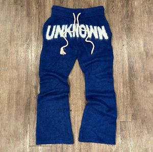 ผู้ผลิตเสื้อผ้าบุรุษแบบสั่งทำ กางเกงไหมพรมถักนุ่ม สัมผัสนุ่มสบาย แฟชั่นสีดำ ผ้าถักขนฟูแบบโมแฮร์ - Product Image 3