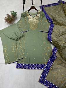 งานฟอยล์และปักด้านบนและ plazo กับ dupatta - Product Image 2