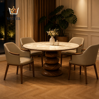 Ensemble de table à manger en marbre de luxe pour 10 personnes, pour villa, manoir et projet résidentiel, livraison directe de l'usine