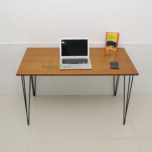 Sustainable Reddish-Brown Bamboo <b>Computer</b> <b>Desk</b> with Stylized Legs (120cm X 60cm X 75cm) - Product Image 2