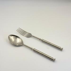 Ensemble de 2 serveurs à salade en acier inoxydable finition polie avec boîte de haute qualité pour la maison et la cuisine des restaurants - Product Image 3