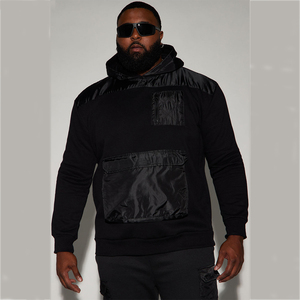 Sweat à capuche utilitaire noir élégant pour hommes avec fabrication en usine de haute qualité. - Product Image 1