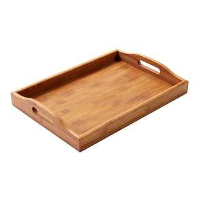 Bandeja para servir de madera elegante rústica de primera calidad, asas integradas duraderas, vajilla hecha a mano para uso en el escritorio del baño, servicio de bebidas - Product Image 2