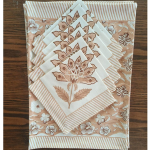 Hand Block Printed Cotton <b>Placemat</b> & Napkin Set Floral Table Linens Cotton tablemats Artisancrafted - Product Image 2