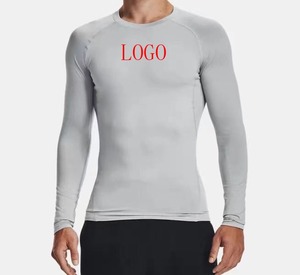Camiseta de manga larga de secado rápido con logotipo personalizado para Fitness, camiseta de compresión elástica, camisetas de entrenamiento para correr, Rash Guard para hombres - Product Image 4