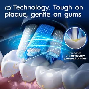 แปรงสีฟันไฟฟ้า IO3 Oral-B สำหรับผู้ใหญ่แปรงสีฟัน2หัวพร้อมกล่องเดินทางและเซ็นเซอร์ความดันไอเดียของขวัญ - Product Image 3