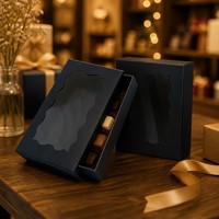 Boîte cadeau rectangulaire personnalisable en papier kraft transparent avec tiroir coulissant, impression offset, petite série vide